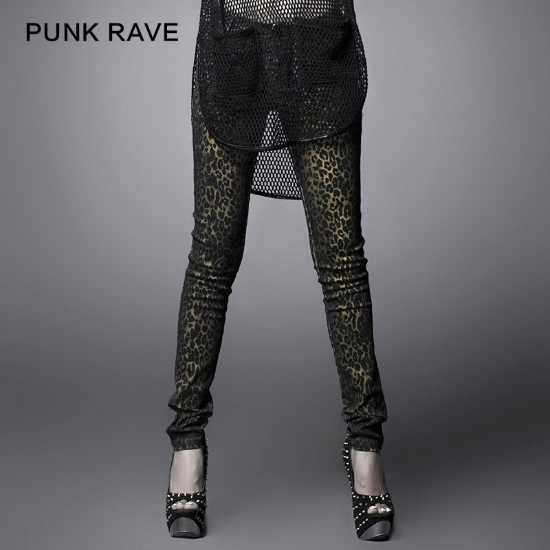 K-165 Newest Lady Leopard Print Punk Pants?-??Punk Rave Clothing