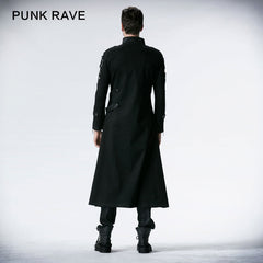 Y-318 black Handsome Down Long Gothic Trench Coats With High Collar?-??Punk Rave Clothing