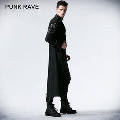 Y-318 black Handsome Down Long Gothic Trench Coats With High Collar?-??Punk Rave Clothing