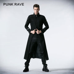 Y-318 black Handsome Down Long Gothic Trench Coats With High Collar?-??Punk Rave Clothing