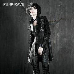 Popular Punk Rave Jacket Y-349 Studded Special Hot Fit Leather Long Gothic Coat For Women?-??Punk Rave Clothing