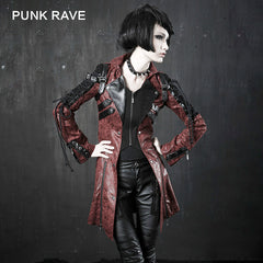 Popular Punk Rave Jacket Y-349 Studded Special Hot Fit Leather Long Gothic Coat For Women?-??Punk Rave Clothing