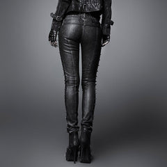 Sexy Women K-170 Special black And Copper Leather Punk Pants?-??Punk Rave Clothing
