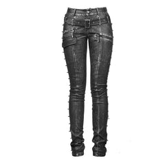 Sexy Women K-170 Special black And Copper Leather Punk Pants?-??Punk Rave Clothing