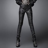 Sexy Women K-170 Special black And Copper Leather Punk Pants?-??Punk Rave Clothing