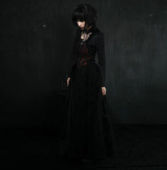 Y-357 Lace Embroidered Skinny High Collar Short Gothic Jackets?-??Punk Rave Clothing