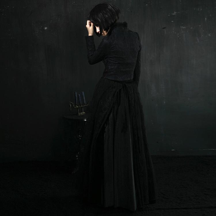 Y-357 Lace Embroidered Skinny High Collar Short Gothic Jackets?-??Punk Rave Clothing