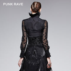 Y-361 Sexy Lady Lace Long Sleeve Design Translucent Gothic Shirt?-??Punk Rave Clothing