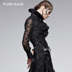 Y-361 Sexy Lady Lace Long Sleeve Design Translucent Gothic Shirt?-??Punk Rave Clothing