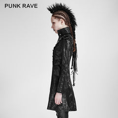 Y-366 Fashion black Long Leather Punk Trench Coats With Standing Collar?-??Punk Rave Clothing