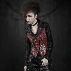Y-369 Red And black Cool Special Design Punk Jacket For Men?-??Punk Rave Clothing