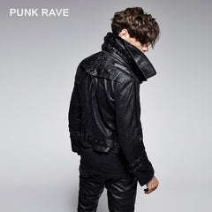 Y-370 Stylelish black Long Sleeve Leather Punk Jacket?-??Punk Rave Clothing