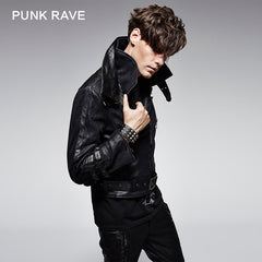 Y-370 Stylelish black Long Sleeve Leather Punk Jacket?-??Punk Rave Clothing