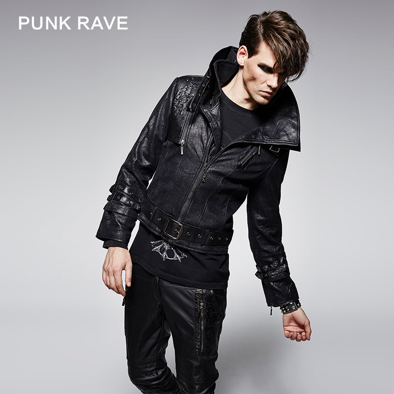 Y-370 Stylelish black Long Sleeve Leather Punk Jacket?-??Punk Rave Clothing