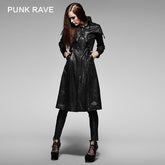 Y-373 black Soft Leather Long Sleeve Gothic Trench Coats For Women?-??Punk Rave Clothing