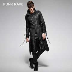 Y-376 Fashion Asymmetrical Long Sleeve Punk Jacket With High Neck For Men?-??Punk Rave Clothing