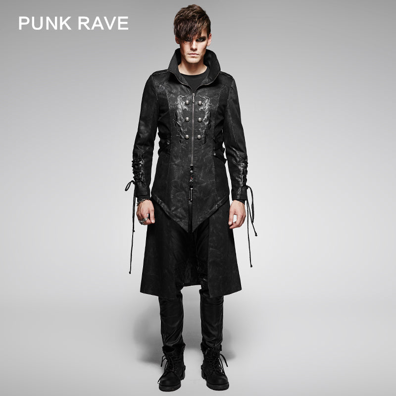 Y-376 Fashion Asymmetrical Long Sleeve Punk Jacket With High Neck For Men?-??Punk Rave Clothing