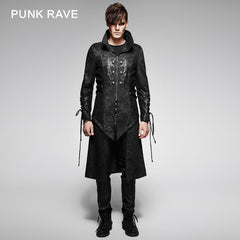 Y-376 Fashion Asymmetrical Long Sleeve Punk Jacket With High Neck For Men?-??Punk Rave Clothing