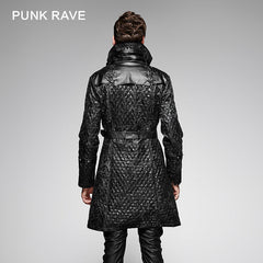 Y-380 black V Neck Leather For Winter Punk Coat?-??Punk Rave Clothing