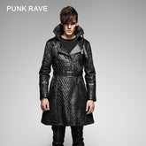 Y-380 black V Neck Leather For Winter Punk Coat?-??Punk Rave Clothing