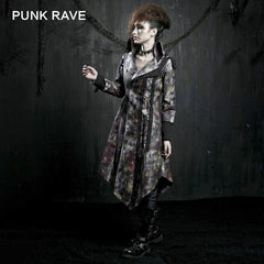 Y-388 Asymmetrical Hemline Gothic Trench Coats For Women?-??Punk Rave Clothing