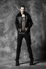 K-174 Personality Elastic Bands black Ruffle Denim Punk Pants?-??Punk Rave Clothing