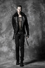 K-174 Personality Elastic Bands black Ruffle Denim Punk Pants?-??Punk Rave Clothing