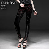 K-176 Women Plaid Material Gradual Changing Printing Long Punk Pants?-??Punk Rave Clothing