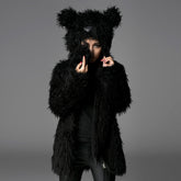 Y-432 Unisex Hood Feather Winter Short Gothic Trench Coats?-??Punk Rave Clothing