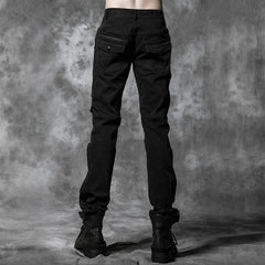 K-178 Elastic Straight With Skulls And Dark Printing Punk Pants?-??Punk Rave Clothing