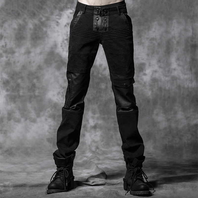 K-178 Elastic Straight With Skulls And Dark Printing Punk Pants?-??Punk Rave Clothing