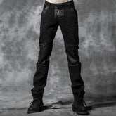 K-178 Elastic Straight With Skulls And Dark Printing Punk Pants?-??Punk Rave Clothing