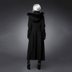 Y-460 black Long Sleeve Gothic Trench Coats With Hood For Women?-??Punk Rave Clothing