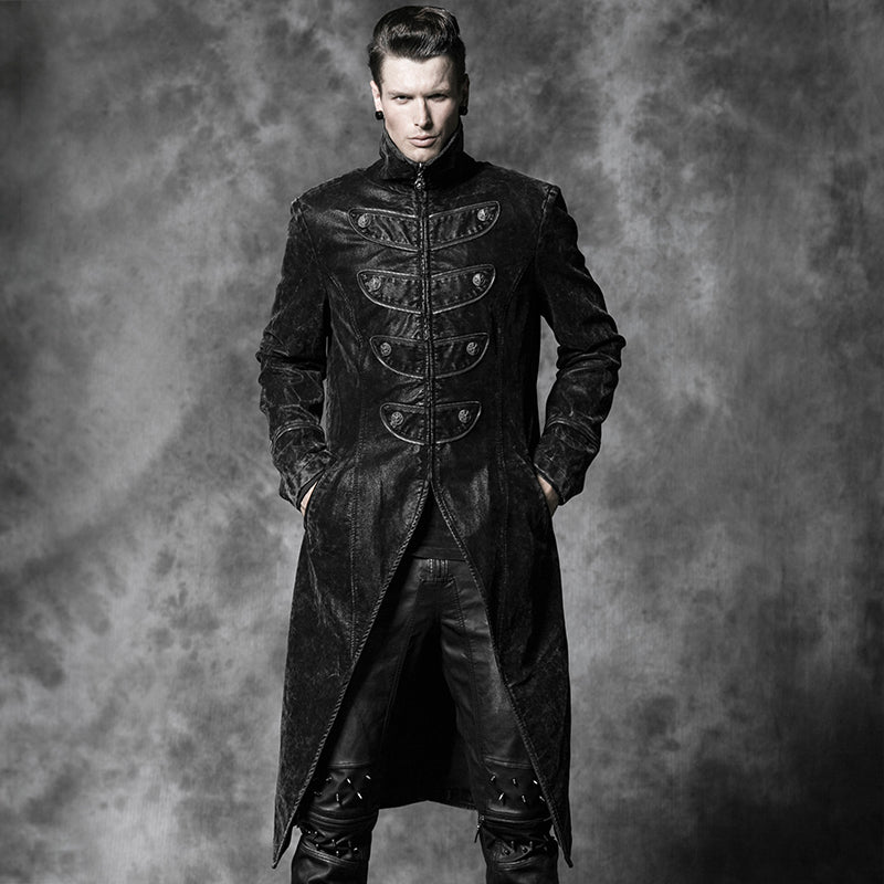 Y-462 Fashion Style black Long Windbreaker Punk Trench Coat?-??Punk Rave Clothing