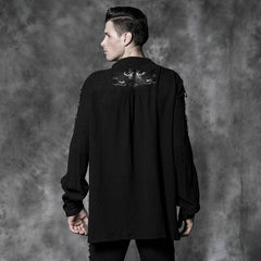 Y-464 black Long Sleeve Thin Punk Coat With Skull Decoration For Men?-??Punk Rave Clothing
