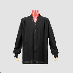 Y-464 black Long Sleeve Thin Punk Coat With Skull Decoration For Men?-??Punk Rave Clothing