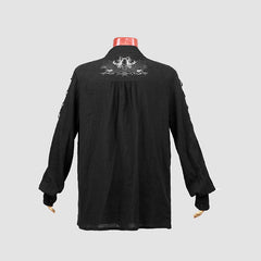 Y-464 black Long Sleeve Thin Punk Coat With Skull Decoration For Men?-??Punk Rave Clothing