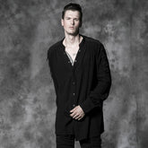 Y-464 black Long Sleeve Thin Punk Coat With Skull Decoration For Men?-??Punk Rave Clothing