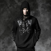 Y-467 black Long Sleeve Punk Hoodie With Printing Pattern For Men?-??Punk Rave Clothing