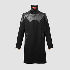 Y-473 Straight Woolen Zip Up Long Punk Coat For Men With Collar?-??Punk Rave Clothing