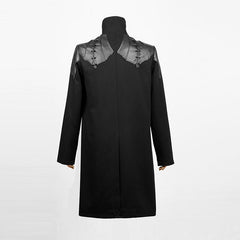 Y-473 Straight Woolen Zip Up Long Punk Coat For Men With Collar?-??Punk Rave Clothing