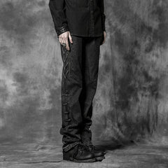 K-180 black Long Punk Pants For Men With Competitive Price?-??Punk Rave Clothing