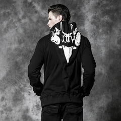 Y-475 black Punk Hoodie With Unique Hat And Hand Pattern?-??Punk Rave Clothing