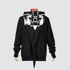 Y-475 black Punk Hoodie With Unique Hat And Hand Pattern?-??Punk Rave Clothing