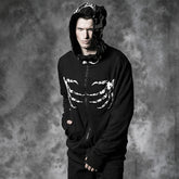 Y-475 black Punk Hoodie With Unique Hat And Hand Pattern?-??Punk Rave Clothing