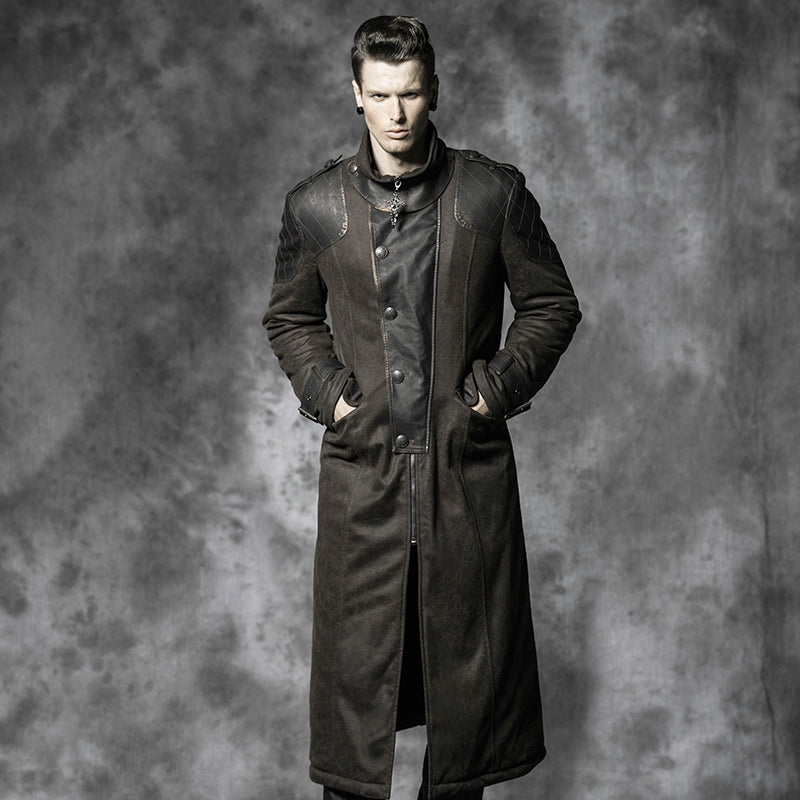 Y-480 Military Bronze Long Sleeve Punk Trench Coat With Metal Buttons?-??Punk Rave Clothing