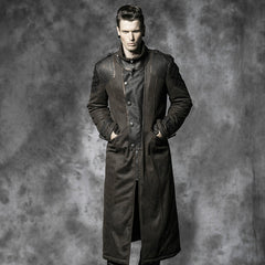 Y-480 Military Bronze Long Sleeve Punk Trench Coat With Metal Buttons?-??Punk Rave Clothing