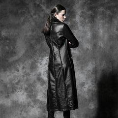 Y-485 Military Winter Long Leather Punk Coat With Collar?-??Punk Rave Clothing