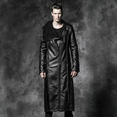 Y-485 Military Winter Long Leather Punk Coat With Collar?-??Punk Rave Clothing