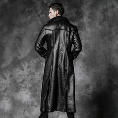 Y-485 Military Winter Long Leather Punk Coat With Collar?-??Punk Rave Clothing